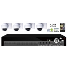 600TVL 4CH channel CCTV DVR Kit Inc. H.264 Network DVR with Mobile Viewing and 4-9MM Varifocal Dome Bracket Cameras with IR and 3-Axis Bracket 500G Seagate Hard Drive